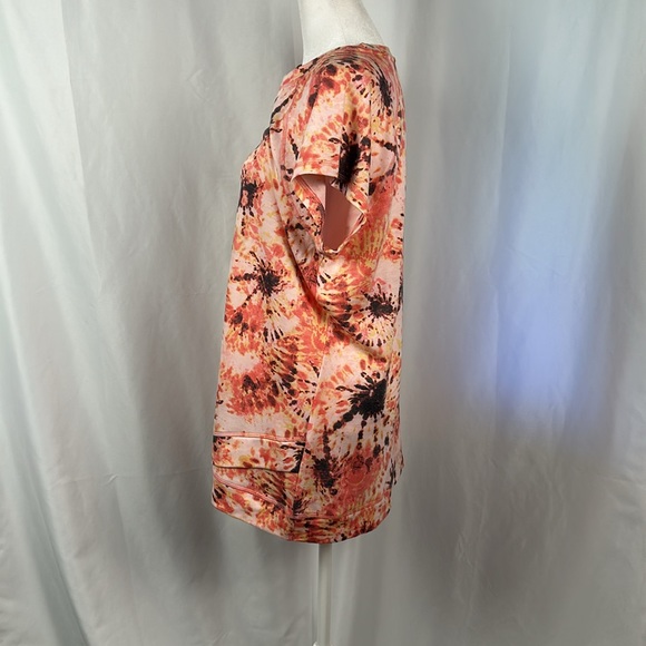 Ideology, Peach Berry Tie Dyed , Scoop Neck, Cap Sleeve Pullover Top, - Picture 9 of 14